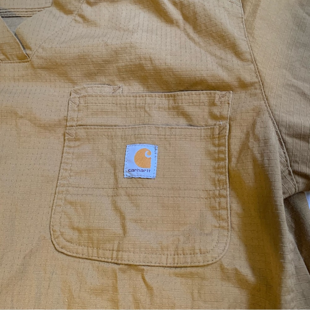 Carhartt Men's Modern Fit Rugged Flex Scrub Top size Medium brown tan - Picture 3 of 7